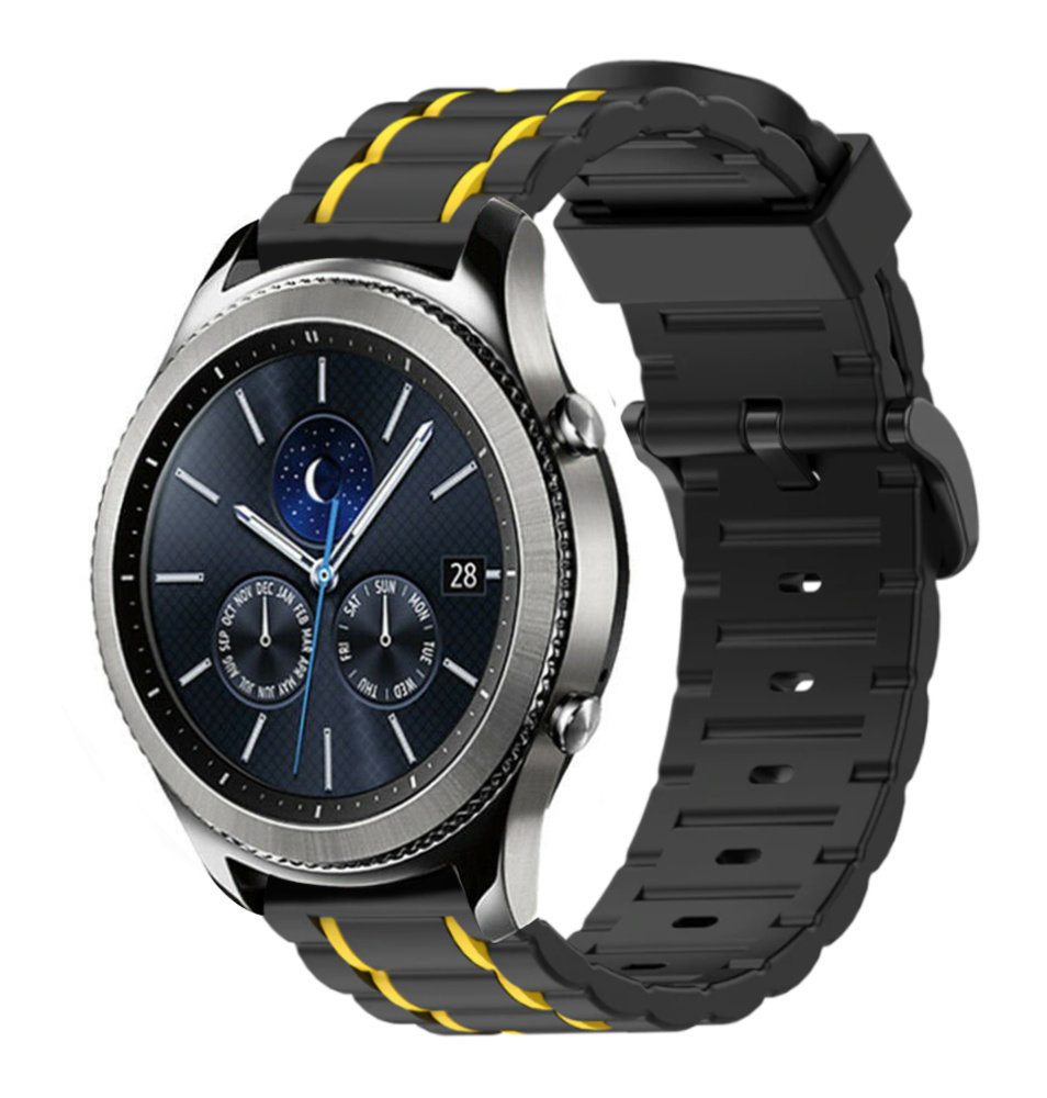 Strap-it® Strap-it Samsung Gear S3 sport gesp band (zwart/geel) Strap-it® Strap-it Samsung Gear S3 sport gesp band (zwart/geel)
