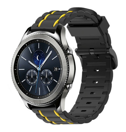 Strap-it® Strap-it Samsung Gear S3 sport gesp band (zwart/geel) Strap-it® Strap-it Samsung Gear S3 sport gesp band (zwart/geel)