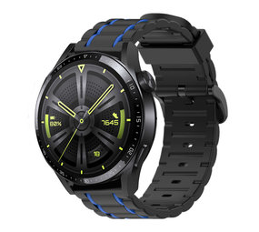 Strap-it® Huawei Watch GT 3 46mm sport gesp band (zwart/blauw)