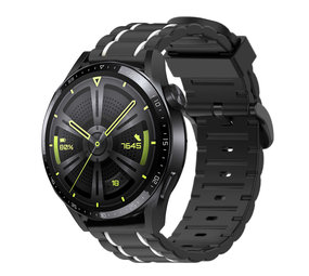 Strap-it® Huawei Watch GT 3 46mm sport gesp band (zwart/wit)