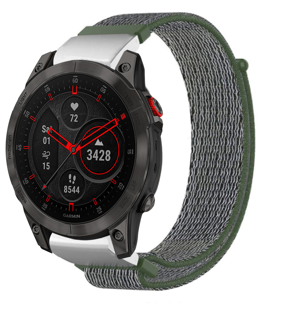 Garmin Epix Gen 2 nylon band (groen/grijs) Smartwatchbanden.nl