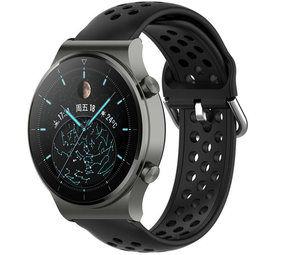 Strap-it® Huawei Watch GT 2 Pro siliconen bandje met gaatjes (zwart)