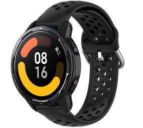 Strap-it® Xiaomi Watch S1 siliconen bandje met gaatjes (zwart)