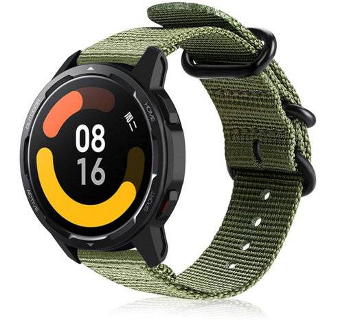 Strap-it® Strap-it Xiaomi Watch S1 nylon gesp band (groen