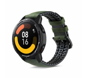 Strap-it® Xiaomi Watch S1 siliconen / leren bandje (groen)