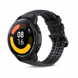 Strap-it® Xiaomi Watch S1 siliconen / leren bandje (zwart)