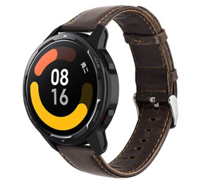 Strap-it® Xiaomi Watch S1 leren band (donkerbruin)
