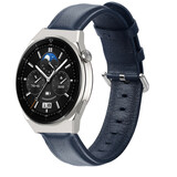 Strap-it® Huawei Watch GT 3 Pro 46mm leren bandje (donkerblauw)