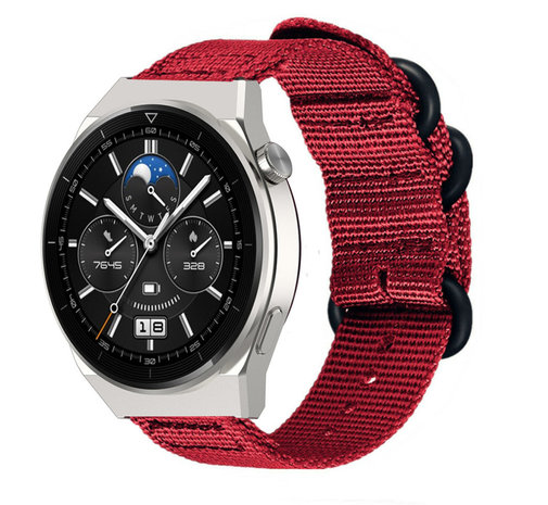 Strap-it® Strap-it Huawei Watch GT 3 Pro 46mm nylon gesp band (rood)