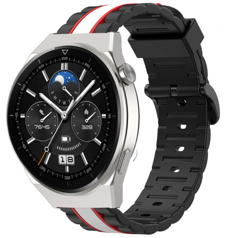 Strap-it® Strap-it Huawei Watch GT 3 Pro 46mm Special Edition band (zwart/wit)