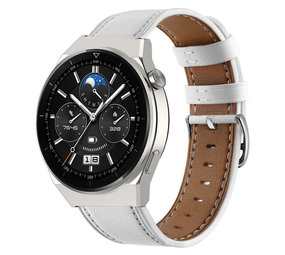 Strap-it® Huawei Watch GT 3 Pro 46mm bandje leer (wit)