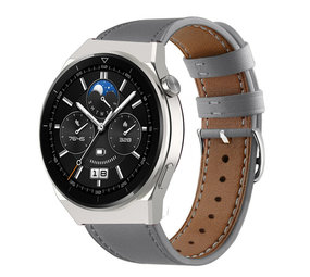 Strap-it® Huawei Watch GT 3 Pro 46mm bandje leer (grijs)
