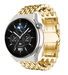 Strap-it® Strap-it Huawei Watch GT 3 Pro 46mm stalen draak band (goud)