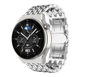 Strap-it® Huawei Watch GT 3 Pro 46mm stalen draak band (zilver)