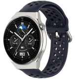 Strap-it® Huawei Watch GT 3 Pro 46mm siliconen bandje met gaatjes (donkerblauw)