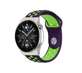 Strap-it® Huawei Watch GT 3 Pro 46mm sport band (paars/groen)