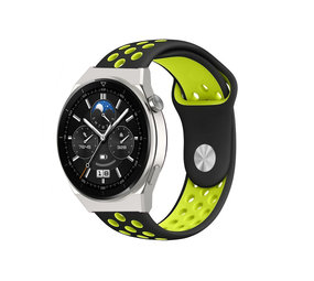 Strap-it® Huawei Watch GT 3 Pro 46mm sport band (zwart/geel)