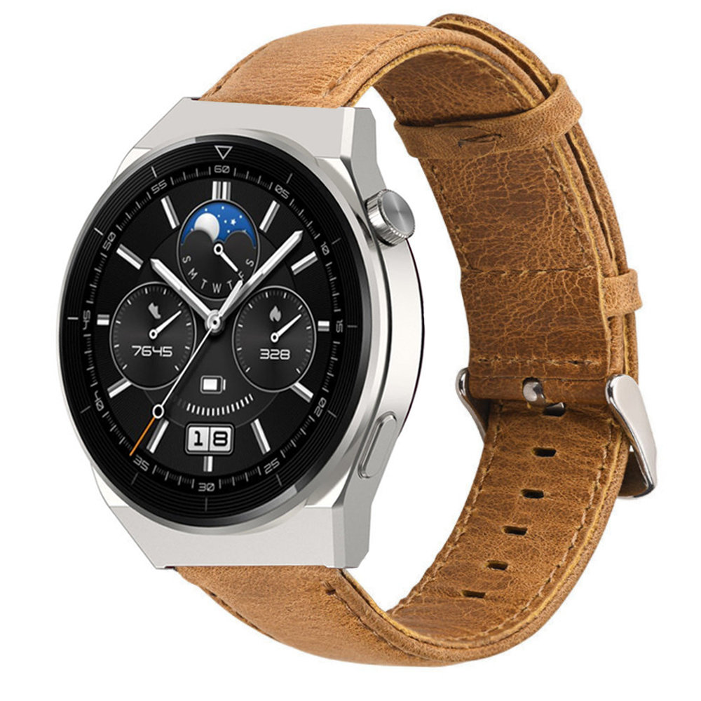 Strap-it® Strap-it Huawei Watch GT 3 Pro 46mm leren band (bruin) Strap-it® Strap-it Huawei Watch GT 3 Pro 46mm leren band (bruin)