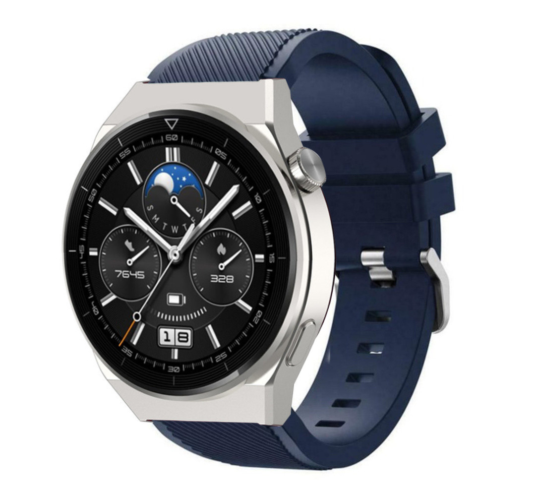Strap-it® Strap-it Huawei Watch GT 3 Pro 46mm siliconen bandje (donkerblauw)