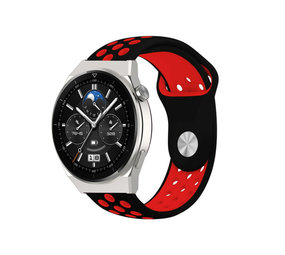 Strap-it® Huawei Watch GT 3 Pro 46mm sport band (zwart/rood)