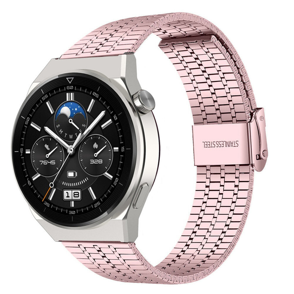 Strap-it® Strap-it Huawei Watch GT 3 Pro 46mm roestvrij stalen band (rosé pink)