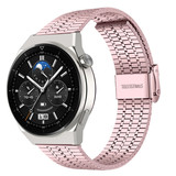 Strap-it® Huawei Watch GT 3 Pro 46mm roestvrij stalen band (rosé pink)