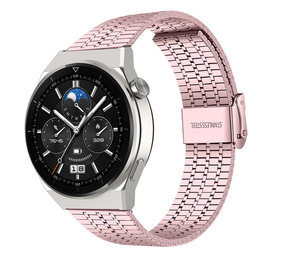 Strap-it® Huawei Watch GT 3 Pro 46mm roestvrij stalen band (rosé pink)