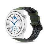 Strap-it® Huawei Watch GT 3 Pro 43mm siliconen / leren bandje (groen)