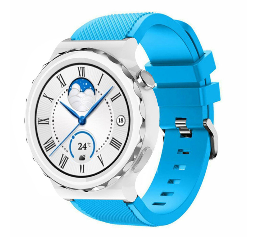 Strap-it® Strap-it Huawei Watch GT 3 Pro 43mm siliconen bandje (lichtblauw)