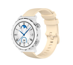 Strap-it® Huawei Watch GT 3 Pro 43mm luxe siliconen bandje (beige)
