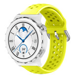 Strap-it® Huawei Watch GT 3 Pro 43mm siliconen bandje met gaatjes (geel)