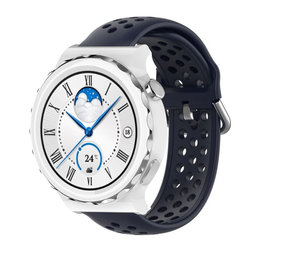 Strap-it® Huawei Watch GT 3 Pro 43mm siliconen bandje met gaatjes (donkerblauw)