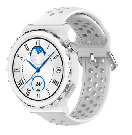 Strap-it® Strap-it Huawei Watch GT 3 Pro 43mm siliconen bandje met gaatjes (wit)
