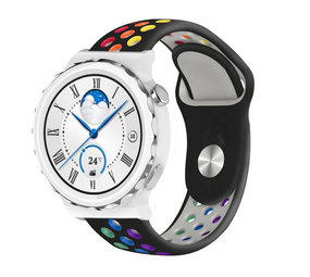 Strap-it® Huawei Watch GT 3 Pro 43mm sport band (zwart/kleurrijk)