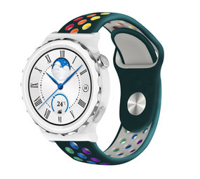 Strap-it® Huawei Watch GT 3 Pro 43mm sport band (dennengroen/kleurrijk)