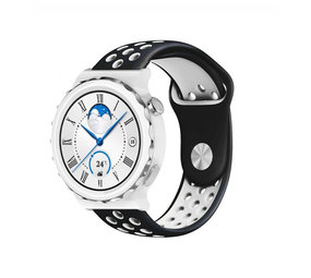 Strap-it® Huawei Watch GT 3 Pro 43mm sport band (zwart/wit) Strap-it® Huawei Watch GT 3 Pro 43mm sport band (zwart/wit)