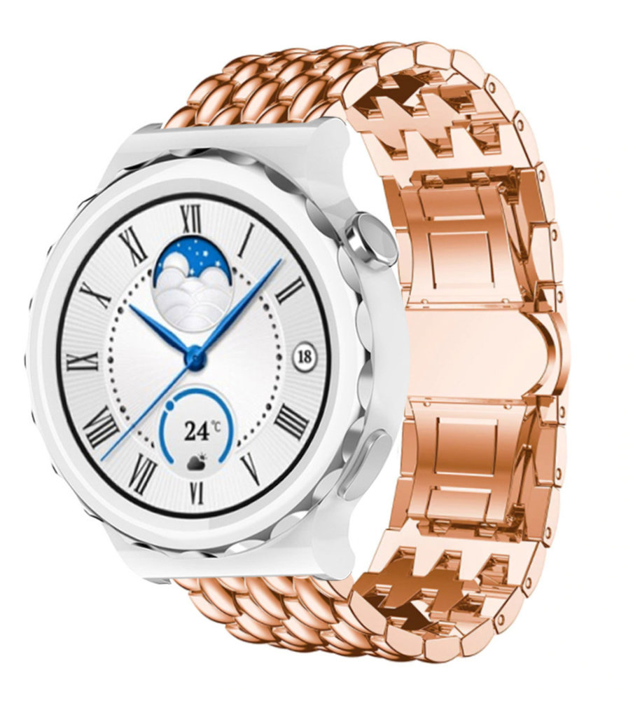 Strap-it® Strap-it Huawei Watch GT 3 Pro 43mm stalen draak band (rosé goud) Strap-it® Strap-it Huawei Watch GT 3 Pro 43mm stalen draak band (rosé goud)