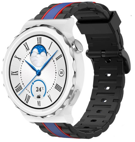 Strap-it® Strap-it Huawei Watch GT 3 Pro 43mm Special Edition band (zwart/blauw) Strap-it® Strap-it Huawei Watch GT 3 Pro 43mm Special Edition band (zwart/blauw)