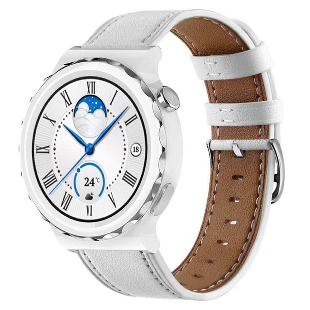 Strap-it® Strap-it Huawei Watch GT 3 Pro 43mm bandje leer (wit)