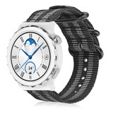 Strap-it® Huawei Watch GT 3 Pro 43mm nylon gesp band (zwart/grijs) Strap-it® Huawei Watch GT 3 Pro 43mm nylon gesp band (zwart/grijs)