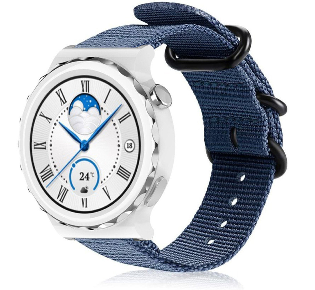 Strap-it® Strap-it Huawei Watch GT 3 Pro 43mm nylon gesp band (blauw) Strap-it® Strap-it Huawei Watch GT 3 Pro 43mm nylon gesp band (blauw)