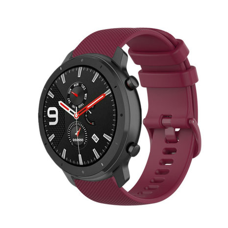 Strap-it® Strap-it Xiaomi Amazfit GTR Luxe Siliconen bandje (donkerrood)