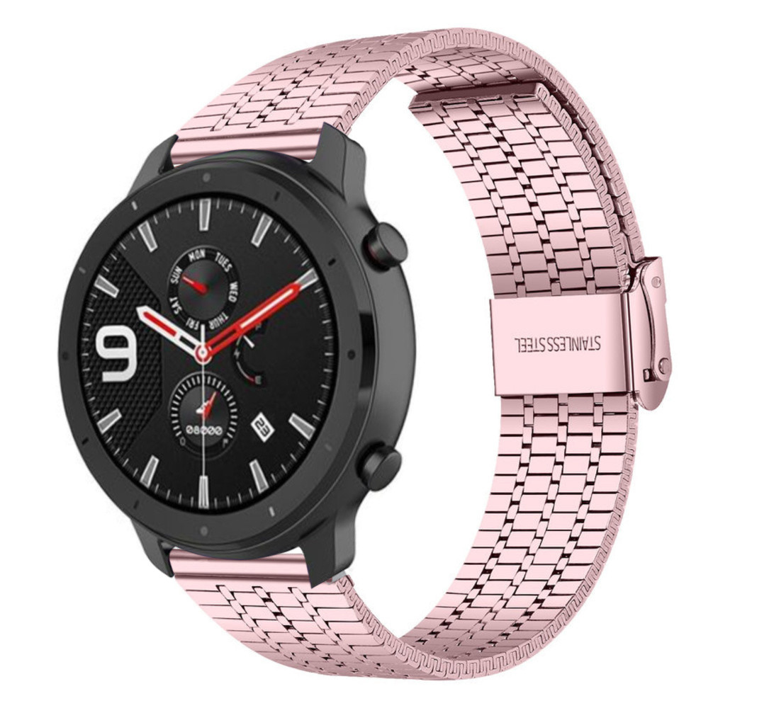 Strap-it® Strap-it Xiaomi Amazfit GTR roestvrij stalen band (rosé pink)
