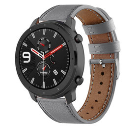 Strap-it® Xiaomi Amazfit GTR bandje leer (grijs)