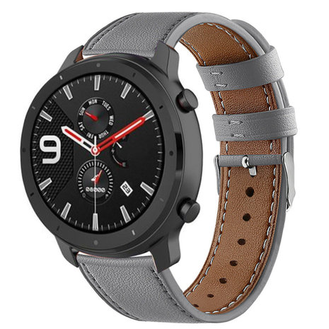 Strap-it® Strap-it Xiaomi Amazfit GTR bandje leer (grijs)