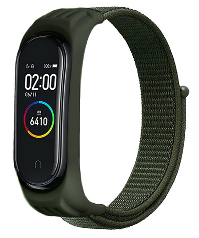 Strap-it® Strap-it Xiaomi Mi Band 6 nylon bandje (legergroen)