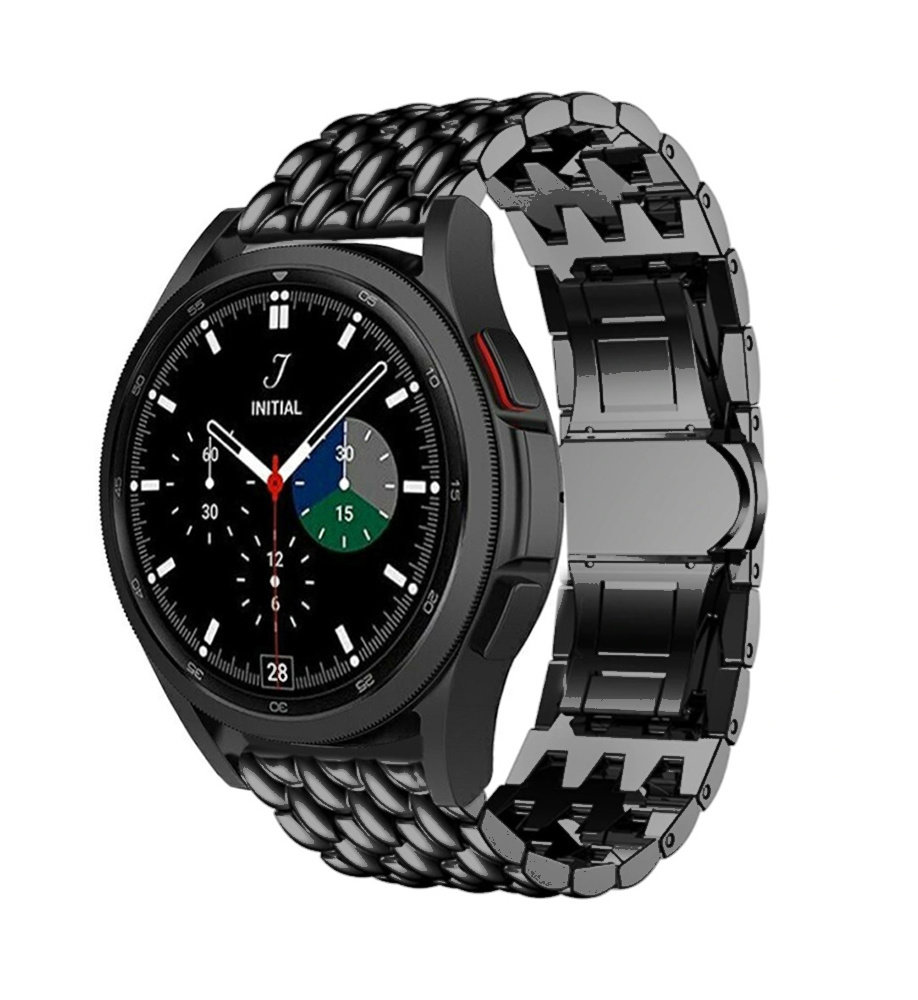 Strap-it® Strap-it Samsung Galaxy Watch 4 Classic 46mm stalen draak bandje (zwart)