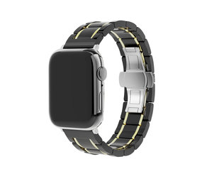 Strap-it® Apple Watch keramiek stalen band (zwart/goud)