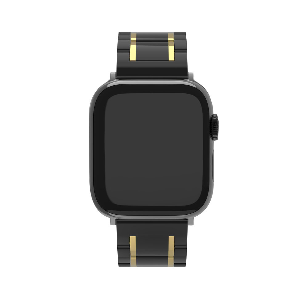 Strap-it® Strap-it Apple Watch keramiek stalen band (zwart/goud)