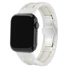 Strap-it® Strap-it Apple Watch keramiek stalen band (wit/goud)